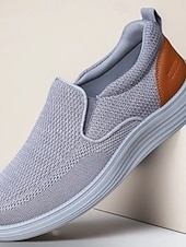 economico Scarpe Casual Slip-On-sneakers slip-on da uomo in maglia blu navy – tessuto elasticizzato traspirante con tallone a contrasto, comfort ultraleggero per camminare, viaggiare e indossare ogni giorno