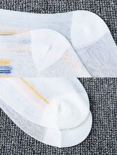levne Pánské rukavice-Pánské průhledné společenské ponožky, retro svislé pruhy, prodyšné tenké nylonové ponožky do poloviny lýtek, vhodné pro kancelářské pracovníky a formální příležitosti