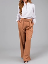 economico Pantaloni a gamba dritta-Per donna Chinos Dritto Moda Streetwear Lunghezza intera Vita Alta Semplice Tasca Comodo Morbido Confortevole Micro-elastico All&#039;aperto Streetwear Arancione Estate Primavera Vestibilità comoda