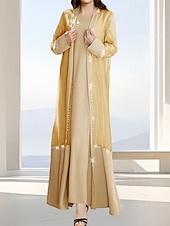 preiswerte Mamas Kleidersets-Zweiteilig A-Linie Brautmutterkleid Formell Elegant Einfach luxuriös U-Boot-Ausschnitt Bodenlang Satin Organza Langarm mit Kristalle 2025