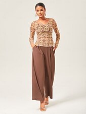 economico Bluse e camicie-maglia elasticizzata vintage con scollo a V