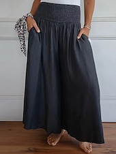 economico gamba larga e vita alta-Per donna Gamba larga Pantaloni Eleganti Streetwear Casual Lunghezza intera Naturale Semplice Tasca Elastico in vita Comodo All&#039;aperto Confortevole All&#039;aperto Abbigliamento quotidiano Nero grigio Blu