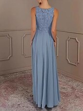 preiswerte Bodenlänge-Zweiteilig Kleid-Sets Brautmutterkleid Elegant Einfach Quadrathals Bodenlang Chiffon Ärmellos mit Einfarbig 2025