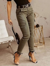 cheap Women&#039;s Cargo Pants-Women&#039;s Cargo Pants Pants Trousers Fashion Streetwear Full Length Natural Solid Colored Pocket Comfortable Micro-elastic Sports &amp; Outdoor Daily Wear Dark Brown Black Light Green Army Green Spring Fall
