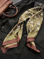 cheap Men&#039;s Ties &amp; Bow Ties-Men’s Paisley Print Square Neck Scarf with Leather Buckle, Vintage Style Polyester Bandana for Outdoor Travel, Parties and Daily Fashion
