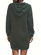 preiswerte Einfaches Kleid-Damen Minikleid Shiftkleid Lässig Täglich Lässiger Schnitt Grafik Langarm Mit Kapuze Schwarz Weiß Rosa Wein Frühling Herbst Winter