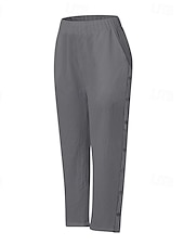 abordables Pantalon uni en coton et lin-Femmes Pantalon en coton et lin Pantacourt Mode Occasionnel Longueur cheville Taille Moyenne Uni Taille Élastique Respirant Confortable Rue Tenue quotidienne Sortir Noir Blanche bleu marine Bleu Ciel