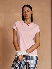 billiga Polos &amp;amp; kvartsdragkedjor-Dam Vandringspolotröja Yanrosa Svart Vit Kortärmad Skjorta Golfkläder för damer Kläder Outfits Bär kläder