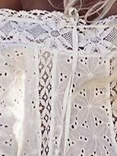 preiswerte Spitzenoberteile-Damen Bluse Spitzentops Einfach Modern Lässig Langarm Schulterfrei Normale Oberteile Täglich Ausgehen Spitze Fransen Weiß Sommer