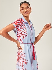 preiswerte Kleider für die Ferien-Damen Freizeitkleid Langes Kleid Maxikleid Blau Ärmellos Ozean Sommer Neckholder Elegant Urlaub XS S M