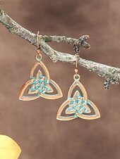 levne Dámská náušnice-Dámské visací náušnice v boho stylu s tyrkysovou povrchovou úpravou - lehké visací náušnice ve vintage kmenovém stylu s povrchovou úpravou v antickém bronzu pro neformální vánoční výpravy a dárky