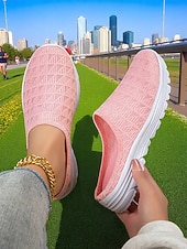 billige Sneakers til kvinner-Rosa nettingsko til dame – lette, pustende mullesneakers for utendørs trening, bypendling og uformelle reiser