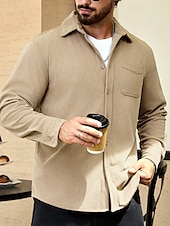 economico Giubbotti e cappotti da uomo-Per uomo Giacca Leggera Giacca in Velluto a Coste Giacca Casual Vacanza Quotidiano Resistente all&#039;usura Tasca Primavera Autunno Semplice Moda Classico Bavero Regolare Nero Blu marino Cammello Marrone