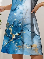 tanie Sukienki Art&amp;Design-Damskie Sukienka mini Sukienka A line Sukienka z odkrytymi ramionami Urlop Codzienny Codzienny Luźna Ombre Graficzny Abstrakcja Bez rękawów Dekolt w kształcie litery U Rumiany róż Niebieski Zielony