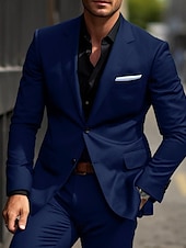 abordables Trajes formales-De los hombres Boda Trajes Muesca Negro Burdeos Negocios Formal Color sólido A Medida Juego de 2 piezas Recto 2 botones