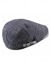 preiswerte Herrenhüte-Verstellbare Schiebermütze aus Leinen für Herren, leichte, atmungsaktive Zeitungsjungenmütze mit Streifendetail, Vintage-Ivy-Cap-Stil für Freizeitausflüge und den Alltag