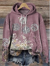 abordables Sweats à capuche-Femmes Sweat à capuche Graphique ancien Mode Western manche longue À capuche Hauts Réguliers Rue Tenue Quotidienne Fête Imprimé Poche Avant Blanche Jaune Gris foncé Rouge Marron Automne Hiver