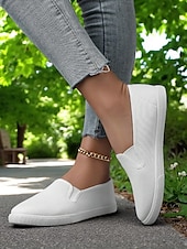 olcso Női tornacipők-női vászon bebújós tornacipők – könnyű, minimalista lapos cipők mindennapi ügyintézéshez, parkban sétáláshoz és hétvégi villásreggelihez