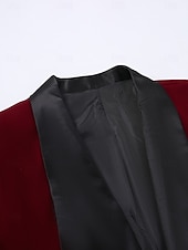billige Herre Klassiske Blazere-herre fløyelsblazerjakke formell fest lomme elegant varm høst &amp;vinterfløyels ensfarget lommeblazer med én knapp, burgunder
