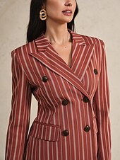 abordables Costumes-pantalons pour maman-Blazer à fines rayures, tailleur-pantalon deux pièces, costume pour la mère de la mariée, classique, vintage, simple, col en V, revers en pointe, longueur au sol, manches longues avec rabats, 2025