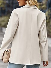 billige Blazere og dresser-Dame Blazer Pustende Bekvem Lomme Fritid عادي Kontor Gate Avslappet Dagligdagstøy Enkeltkneppet Normal Aftæpning Normal Langermet Yttertøy Svart Hvit Grønn Sommer