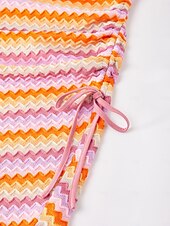 economico Abiti da vacanza-miniabito arancione elasticizzato in maglia arricciata