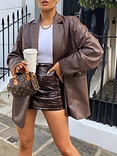 preiswerte Blazer &amp; Anzüge-Damen Blazer Warm Bequem Tasche Knöpfe Mode Modern Einfach Ausgehen Wochenende Einreihig Regulär Umlegekragen Normale Passform Langarm Oberbekleidung Schwarz Rote Braun Herbst Winter