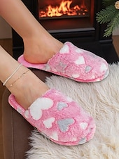 cheap Women&#039;s Slippers &amp; Flip-Flops-Women&#039;s Fuzzy Star Print Indoor Slippers – Cozy Faux Fur Winter House Shoes for Living Room, Bedroom &amp; Holiday Mornings