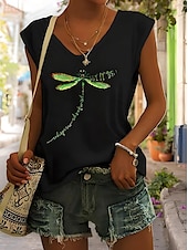 abordables Débardeur Animaux-Femmes T-shirt Graphique Animal Élégant Occasionnel Sans manches Col en V Hauts Réguliers Quotidien Sortir Week-end Imprimé Noir Blanche Bleu Vert Gris Été Printemps