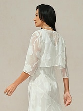 billige Dressy topper-Dame Trekker på skuldrene Helfarge Elegant Stilfull Fritid 3/4 ermer Asymmetrisk Crop Tops Bryllupsgjest Strandbryllup Salvie Grøn Svart Hvit Rosa Rød Sommer Vår Høst