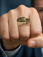 cheap Men&#039;s Jewelry-Men&#039;s Gold Alloy Lighter Ring - Bold mechanical design style, A stylish men&#039;s party nightclub gift accessory