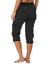 billiga Byxor-Dam Militärbyxor Semester Mode Streetwear Vadlängd Hög midja Slät Ficka Bekväm Mjuk Microelastisk Utomhus Gata Gul-Brun Svart Vit Orange Sommar Normal