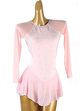 voordelige Schaatsjurken-Kunstschaatsjurk Dames Voor meisjes Schaatsen Jurken Paars Zwart Wit Open achterkant Netstof Spandex Hoge Elasticiteit Opleiding Wedstrijd Kunstschaatskleding Klassiek Kristal / Bergkristal Lange mouw
