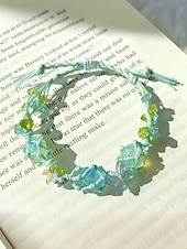 economico Bracciale da donna-Bracciale da donna fatto a mano con pietre preziose floreali – perline di cristallo naturale, stile boho regolabile, ideale per abbigliamento casual, regali e outfit ispirati alla natura