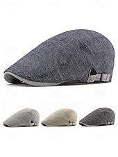 preiswerte Herrenhüte-Verstellbare Schiebermütze aus Leinen für Herren, leichte, atmungsaktive Zeitungsjungenmütze mit Streifendetail, Vintage-Ivy-Cap-Stil für Freizeitausflüge und den Alltag