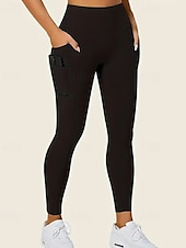 baratos Leggings lisas-Mulheres Leggings Shorts Abotoado Roupa de rua Casual Mimolet Cintura Alta Tecido Cintura elástica Respirabilidade Com Stretch Férias Esportes Roupa Diária Vinho Preto Azul Marinha Cinzento Claro