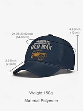 abordables Chapeaux pour hommes-Casquette de baseball vintage pour homme avec imprimé Jeep « Ne sous-estimez jamais un vieil homme » – Casquette ajustable en coton pour papa, idéale pour l&#039;extérieur, la conduite et les loisirs