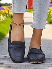 economico Slip-ons e mocassini da donna-Mocassini grigi da donna – Scarpe pieghevoli morbide con suola antiscivolo per viaggi su strada guida e commissioni quotidiane