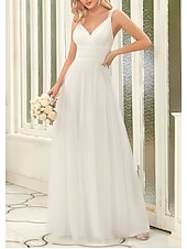 abordables Robes pour invitées de mariage-Robes D&#039;invitée de Mariage A-Ligne Élégante Robe D&#039;invitée de Mariage Engagement Longueur Totale Sans Manches Décolleté V Mousseline avec Plis Papillon