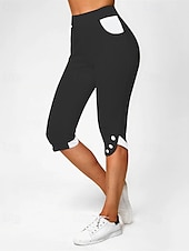 billiga Enkla Leggings-Dam Capribyxor Damasker Ledigt Fritids- Vadlängd Hög midja Färgblock Elastisk midja Mateial som andas Elastisk Semester Gata Dagliga kläder Svart Vit Rosa Sommar Höst Normal