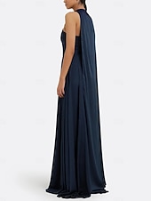 baratos Vestidos de Noite-Vestido de Festa Longo A-Line Elegante Vestido Formal Casamento Sem Mangas Ombro Único Capas Satin Stretch com Pregas