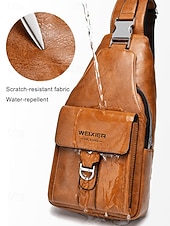 Χαμηλού Κόστους Ανδρικές τσάντες-Ανδρική καφέ τσάντα χιαστί από τεχνητό δέρμα - αδιάβροχη και ανθεκτική στις γρατσουνιές τσάντα στήθους με ρυθμιζόμενο ιμάντα ώμου για ταξίδια, εργασία ή καθημερινή χρήση σε πάρτι