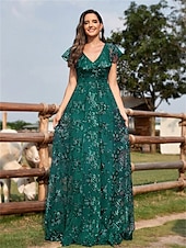 abordables Champagne-Robes de quinceanera en forme A Robe élégante Robe de mariage formelle longueur sol manches courtes col en V sequins dos en V avec sequins