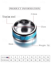 economico Gioielli da uomo-Anello da uomo in acciaio inossidabile con intarsio turchese blu, fascia lucida comfort fit, gioiello in stile western da indossare ogni giorno, matrimoni o regali