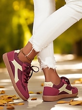 economico Sneakers da donna-Sneakers da donna verdi con lacci: scarpe casual ispirate al retrò con dettagli a contrasto bianchi per passeggiate, scuola e commissioni quotidiane