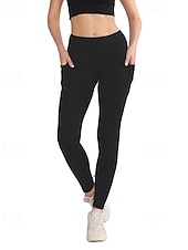 cheap Sports Plus Size &amp; Pregnancy-Women's pilates leggings Capri Leggings Sports Pants Pockets Lightweight Pilates Gym Running Pants Solid Color Navy Black Pink Plus Size Sports Activewear Micro-elastic