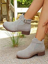 cheap Ankle Boots-Women&#039;s Brown Ankle Boots – Fall Boots with Buckle Strap for Oktoberfest, Farm Markets, Beer Festival and Rustic Outdoor Days