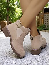 cheap Ankle Boots-Women&#039;s Brown Ankle Boots – Fall Boots with Buckle Strap for Oktoberfest, Farm Markets, Beer Festival and Rustic Outdoor Days