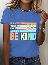 abordables T-shirt Humor &amp; Citations-Femmes T-shirt Graphique Lettre ancien Élégant Classique Manche Courte Col ras du cou Col rond Hauts Réguliers Quotidien Week-end Imprimé Noir Blanche Rose Claire Bleu Violet Été Printemps