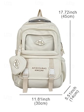 tanie Plecaki dla dzieci i nastolatków-dziewczęcy plecak szkolny w kolorze makaroników - wodoodporny, o dużej pojemności, z ozdobnymi szpilkami, brelokiem w kształcie pluszowego misia i wieloma kieszeniami, odpowiedni dla nastoletnich uczennic i do codziennego użytku na uczelni